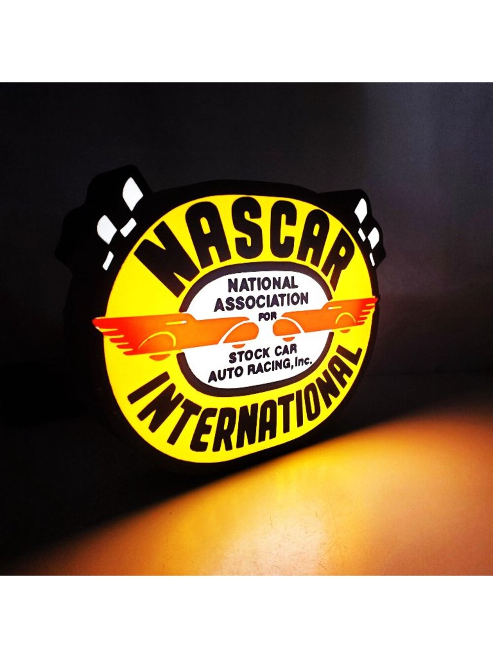 NASCAR International Lighted Sign - 9.5" x 8" USB Powered LED Light Box with Dim